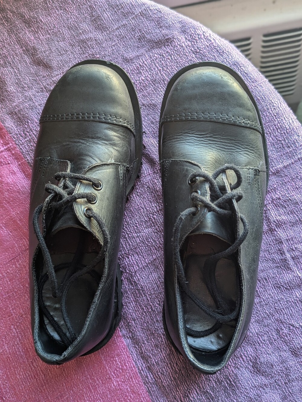 Vintage Getta Grip 3-Hole Ranger Shoes — Black Fine Haircell Leather, Steel Toe